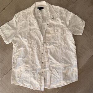 INC White Short-Sleeve Men’s Casual Button-Down Shirt Size XL